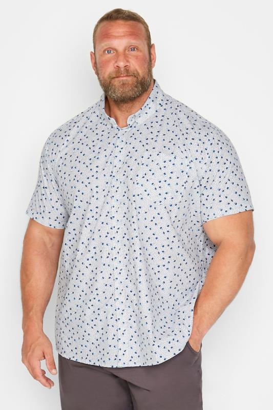 Men's  BadRhino Big & Tall White Floral Print Short Sleeve Shirt