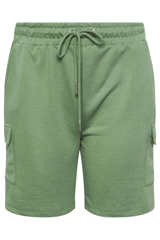YOURS Plus Size Sage Green Cargo Jogger Shorts | Yours Clothing 5