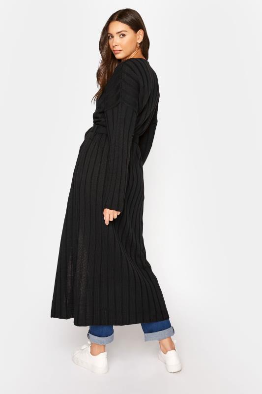 LTS Tall Black Ribbed Belted Cardigan 2