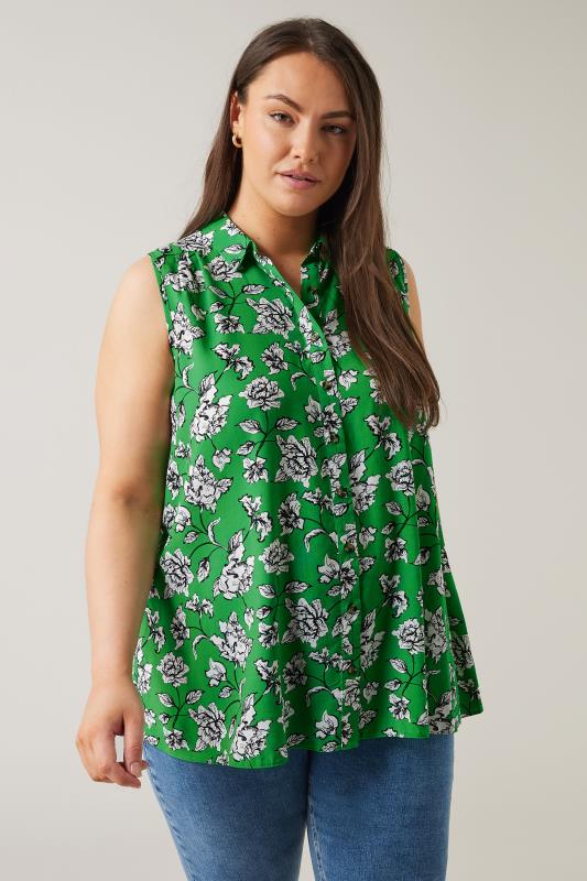EVANS Plus Size Green Floral Print Tunic | Evans 1