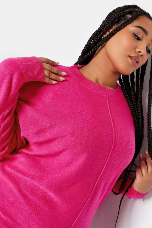 YOURS Plus Size Bright Pink Front Seam Detail Jumper | Yours Clothing 4