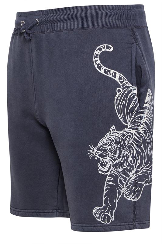 BadRhino Big & Tall Navy Blue Tiger Printed Jogger Shorts | BadRhino 5