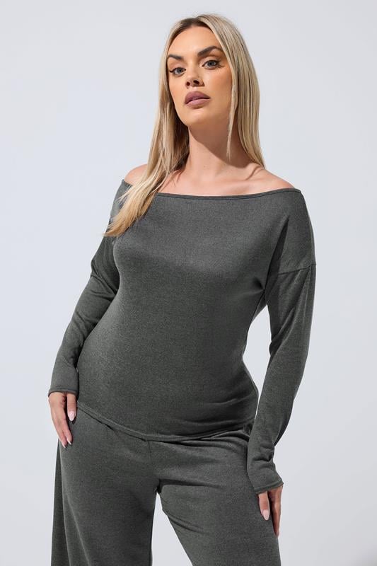  LIMITED COLLECTION Curve antracietgrijze off-shoulder top
