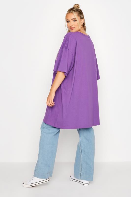 Plus Size Purple 'Los Angeles' Oversized Tunic T-Shirt Dress | Yours Clothing 3