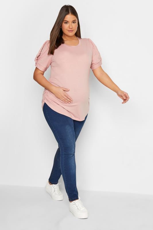 Tall Women's LTS Maternity Pearl Puff Sleeve Top | Long Tall Sally 2