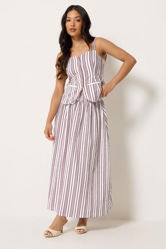  PixieGirl Petite bordeauxrode gestreepte maxi-rok
