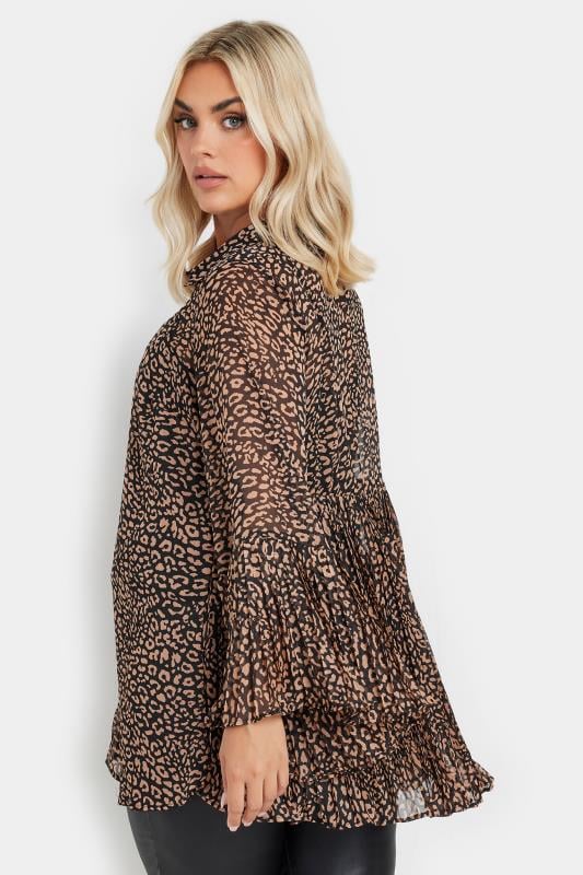 YOURS Plus Size Black Leopard Print Flared Sleeve Shirt | Yours Clothing 3