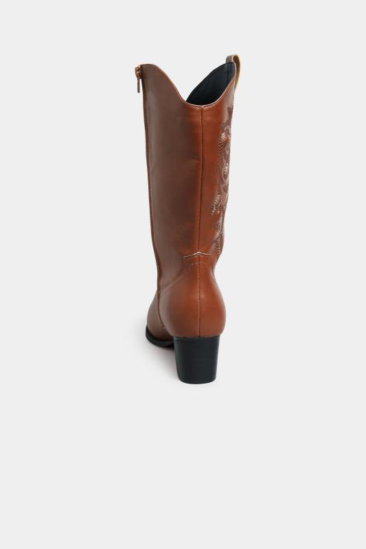 LIMITED COLLECTION Tan Cowboy Boots in Extra Wide EEE Fit | Yours Clothing 4