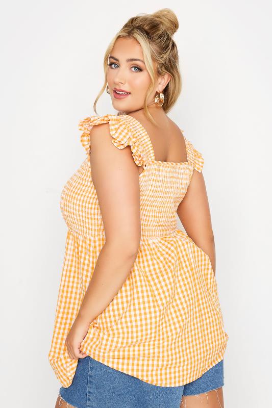 LIMITED COLLECTION Curve Yellow Gingham Frill Top 4