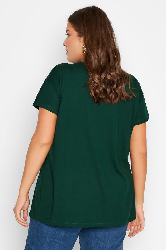 Plus Size Green Diamante 'Wildflower' Printed T-Shirt | Yours Clothing 3
