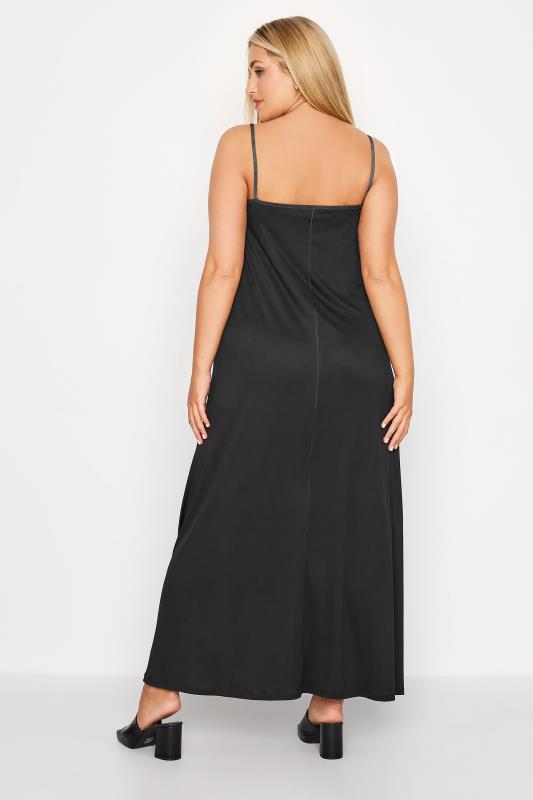 Curve Black Floral Print Maxi Slip Dress 3