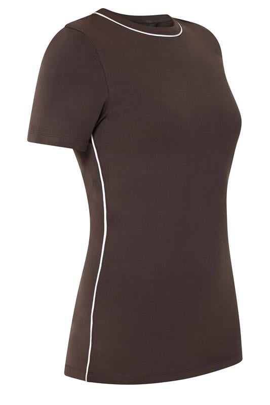 LTS Tall Women's Chocolate Brown Active Piped T-Shirt | Long Tall Sally 6