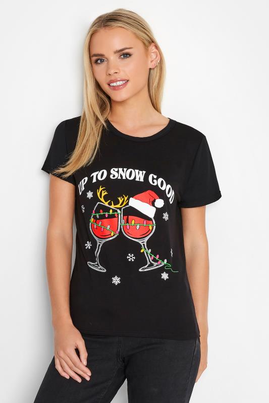 Petite  Petite Black 'Up To Snow Good' Christmas T-Shirt
