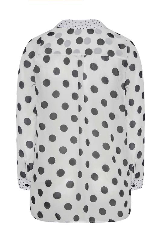 YOURS LONDON Plus Size White Polka Dot Boyfriend Shirt | Yours Clothing 7