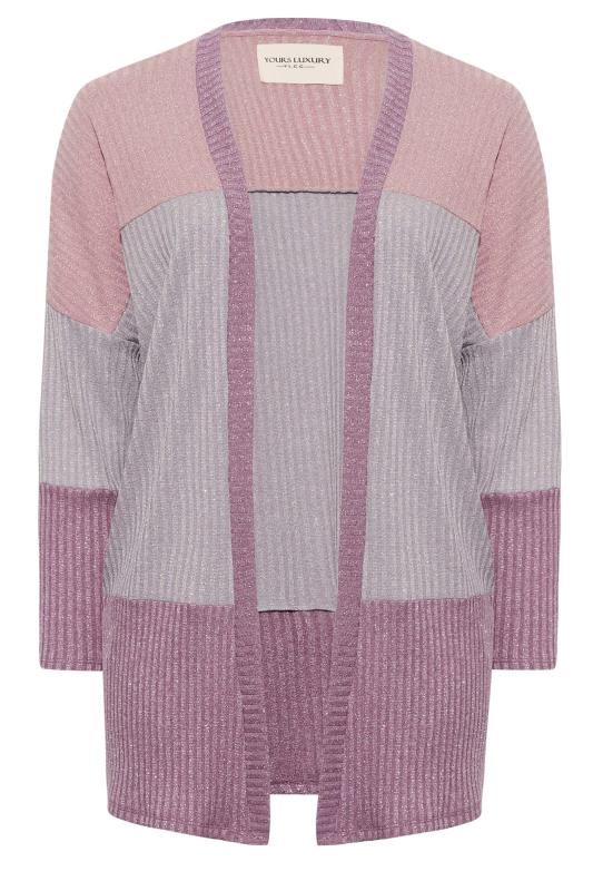 YOURS LUXURY Plus Size Purple Colour Block Soft Touch Cardigan | Yours Clothing 6