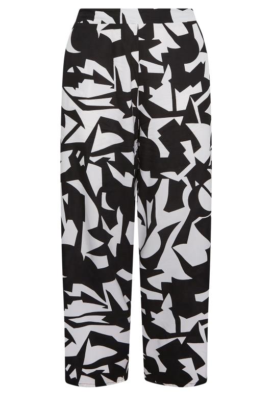 YOURS Plus Size Black Abstract Print Wide Leg Trousers | Yours Clothing 4