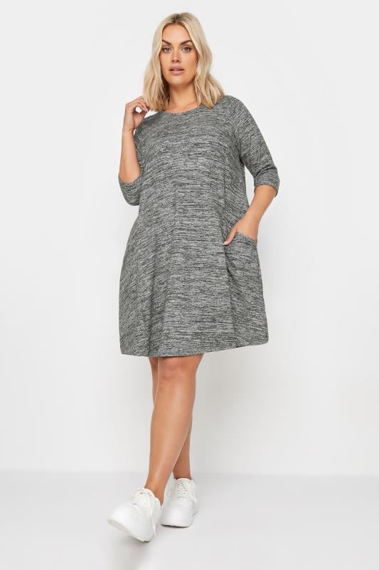  Tallas Grandes YOURS Curve Grey Soft Touch Pocket Dress