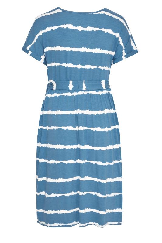 BUMP IT UP MATERNITY Plus Size Blue Tie Dye Belted Dress | Yours Clothing  6