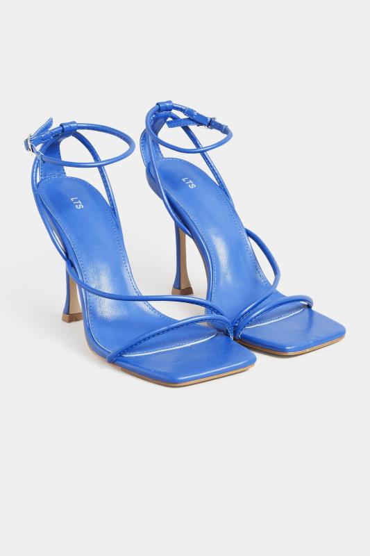 LTS Blue Strappy Asymmetrical Heel In Standard Fit | Long Tall Sally 2