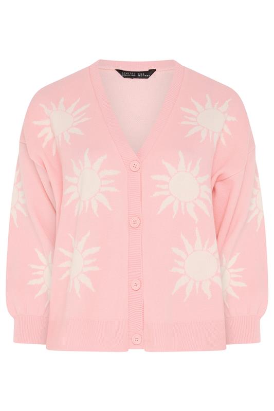 LIMITED COLLECTION Plus Size Pink Sun Balloon Sleeve Knitted Cardigan | Yours Clothing 6
