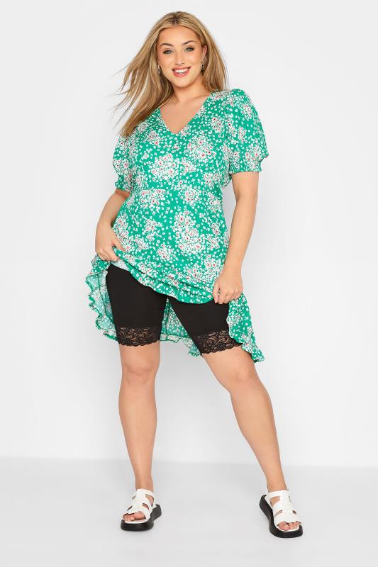 Plus Size YOURS FOR GOOD Black Lace Trim Legging Shorts | Yours Clothing  3
