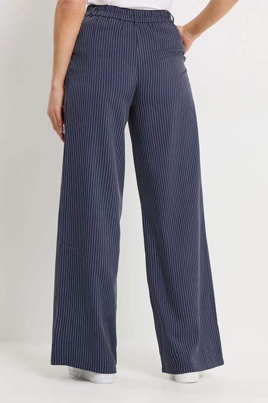 LTS Tall Women's Set Navy Blue Pinstripe Waistcoat & Wide Leg Trousers | Long Tall Sally 6