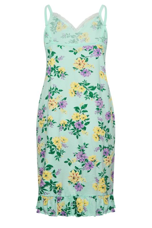 YOURS Plus Size Green Floral Cotton Chemise | Yours Clothing 6