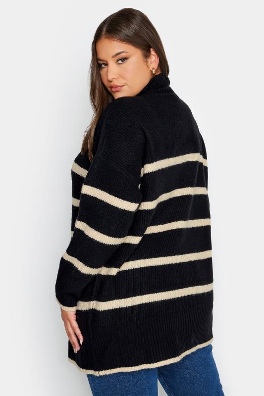 YOURS Plus Size Black Stripe High Neck Knitted Jumper | Yours Clothing 4