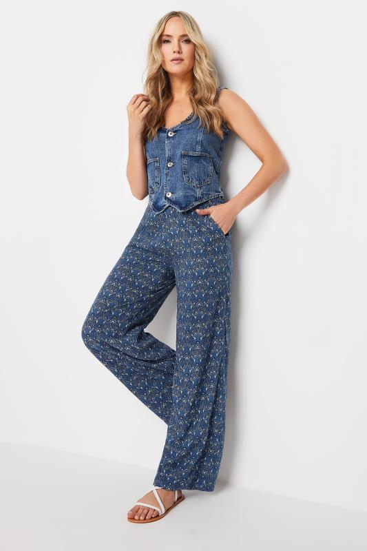 LTS Tall Women's Blue Paisley Print Wide Leg Trousers | Long Tall Sally 3