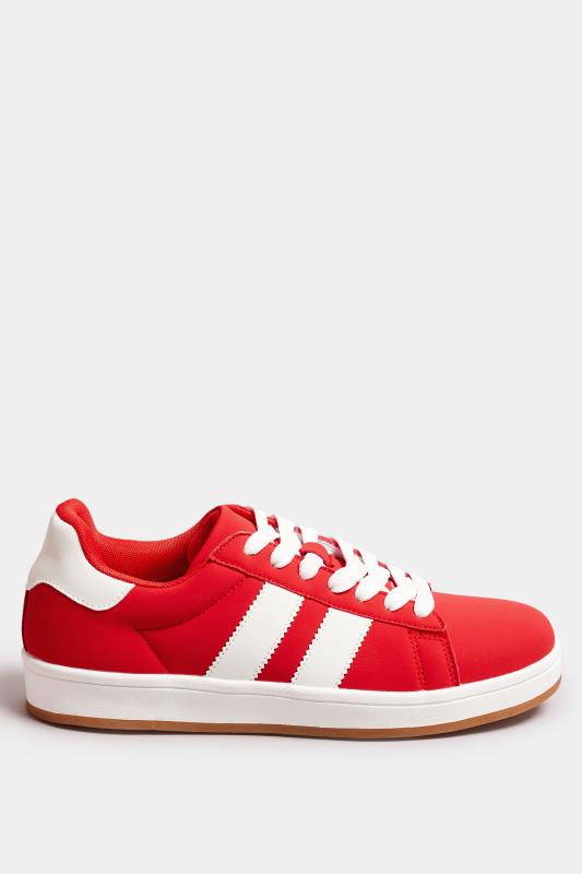 Red Padded Lace Up Trainers In Wide E Fit | Yours Clothing 3