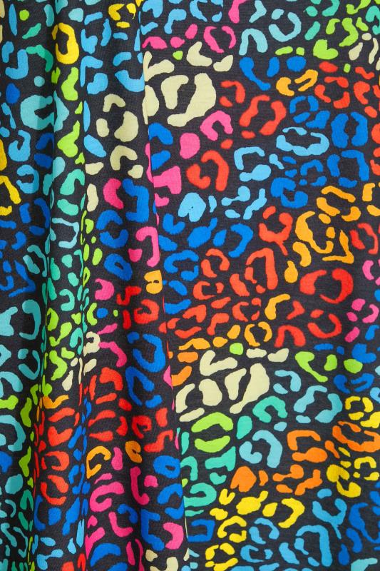 LIMITED COLLECTION Curve Black Rainbow Leopard Print Two Strap Vest Top 6