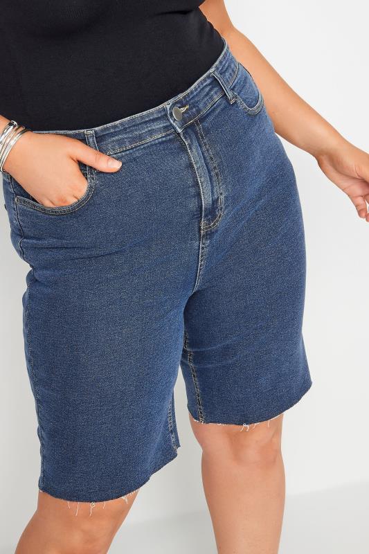 YOURS Curve Plus Size Dark Blue Dad Shorts | Yours Clothing  5