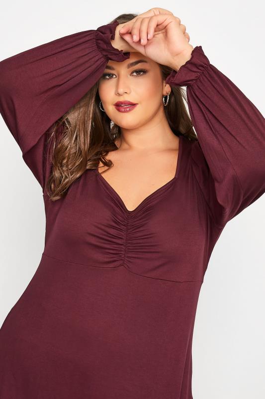 LIMITED COLLECTION Curve Berry Red Ruched Top 5