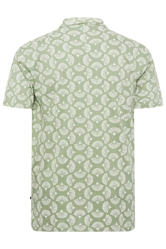 KAM Big & Tall Sage Green Floral Print Polo Shirt | BadRhino 4