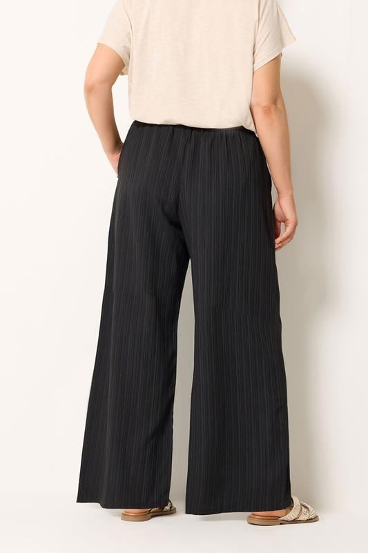 YOURS Plus Size Brown Wide Leg Textured Trousers | Yours Clothing 2