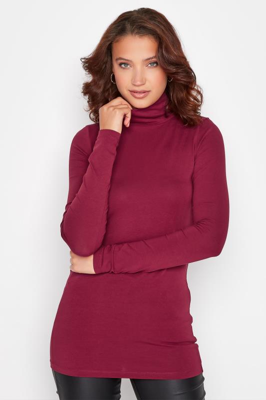 LTS Tall Dark Red Roll Neck Long Sleeve Top 3