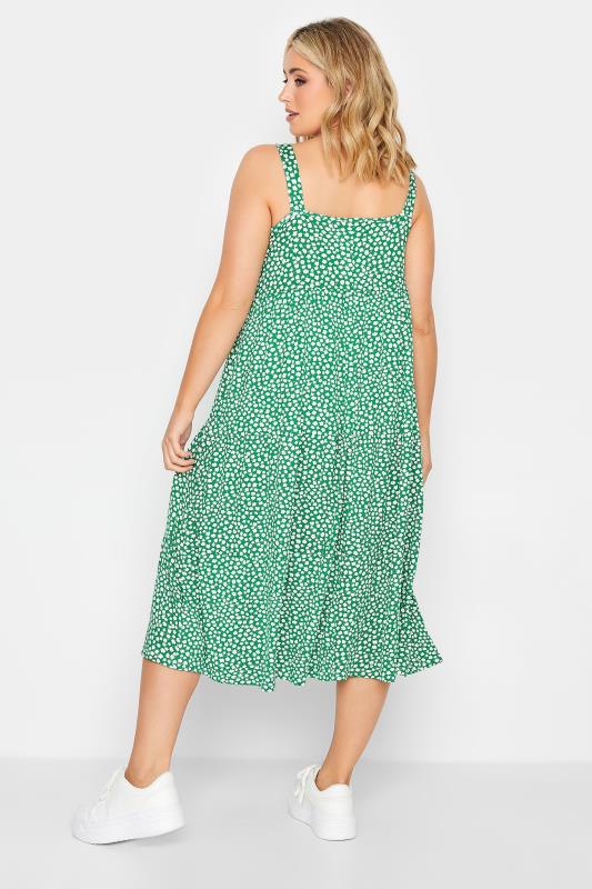 YOURS Plus Size Green Ditsy Print Midi Sundress | Yours Clothing  3