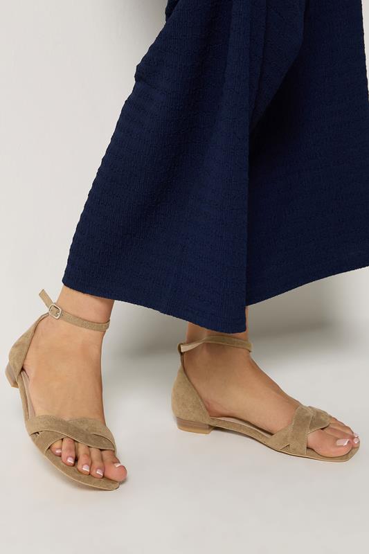 LTS Natural Brown Twisted Low Heel Sandals In Standard Fit | Long Tall Sally 1