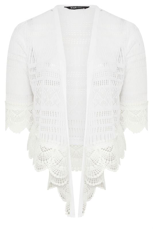 YOURS Plus Size White Waterfall Cardigan | Yours Clothing 5