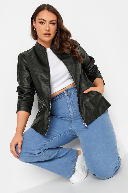 Plus Size  YOURS Curve Black Faux Leather Jacket