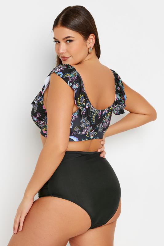 YOURS Plus Size Black Ruched Super High Waisted Tummy Control Bikini Briefs | Yours Clothing 3