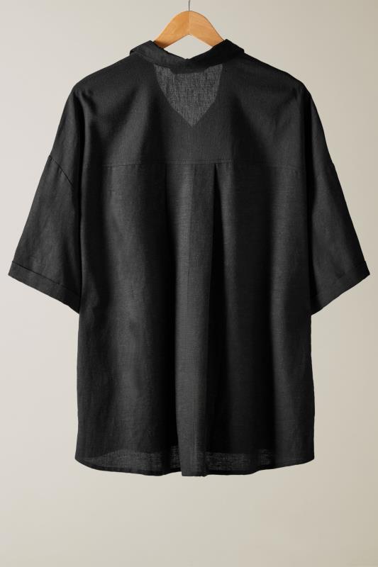 EVANS Plus Size Black Linen Shirt  | Yours Clothing 6