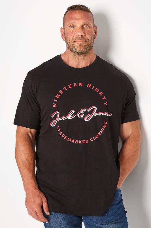 JACK & JONES Big & Tall 3 Pack Black & White Printed Logo T-Shirts 2