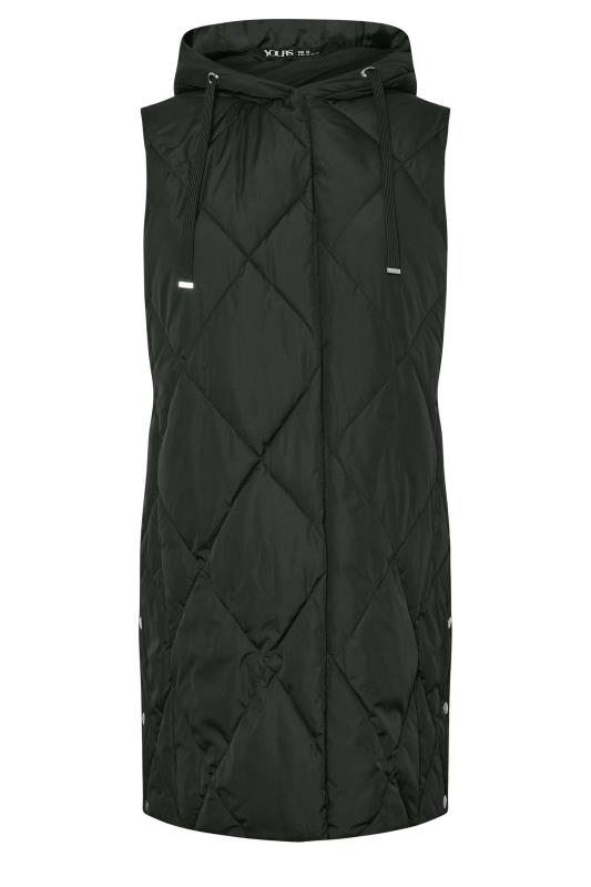 YOURS Curve Black Diamond Quilted Midi Gilet 7
