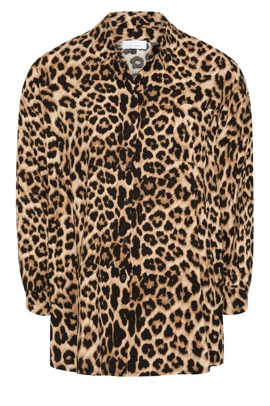 YOURS LONDON Beige Leopard Print Oversized Shirt_F.jpg