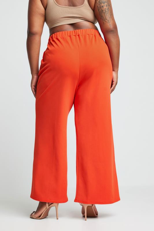LIMITED COLLECTION Plus Size Bright Orange Wide Leg Trousers | Yours Clothing 3