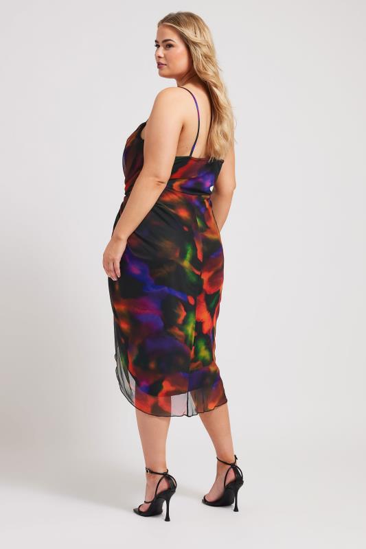 YOURS LONDON Plus Size Black Abstract Print Gathered Dress | Yours Clothing  3