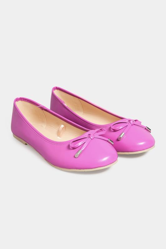 Pink Ballerina Pumps In Wide E Fit & Extra Wide EEE Fit | Yours Clothing 2