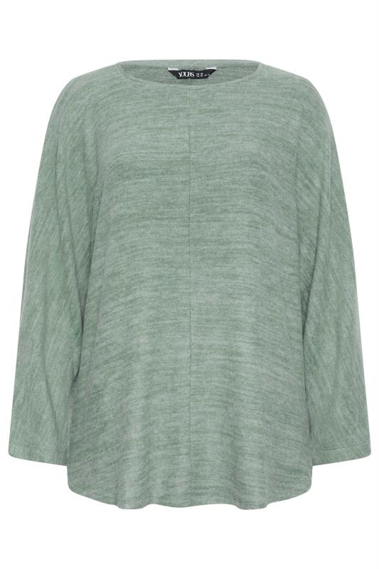 YOURS Plus Size Green Batwing Sleeve Soft Touch Jumper | Yours Clothing