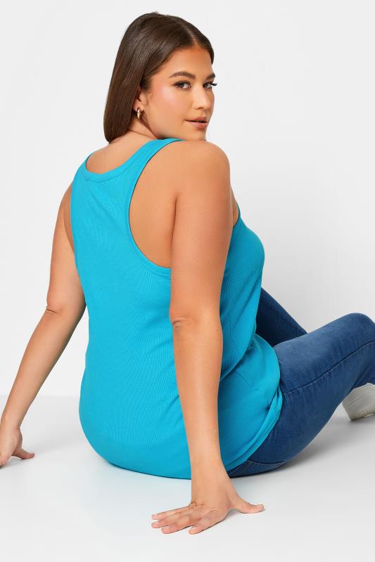 YOURS Plus Size Turquoise Blue Racer Back Vest Top | Yours Clothing 1
